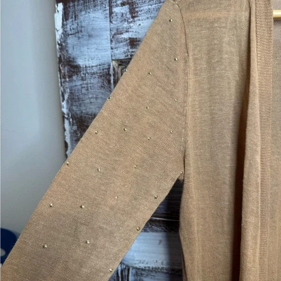 Michael Kors Light Brown Open Front Cardigan - Picture 3 of 6